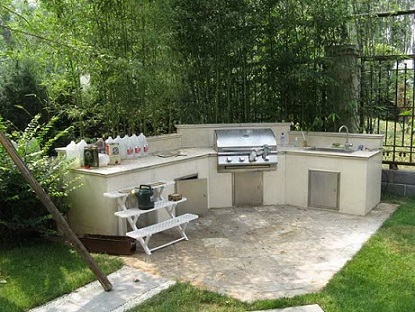 转角型高贵全大理石花园厨房 户外烧烤台     如果你喜欢在庭院中娱乐