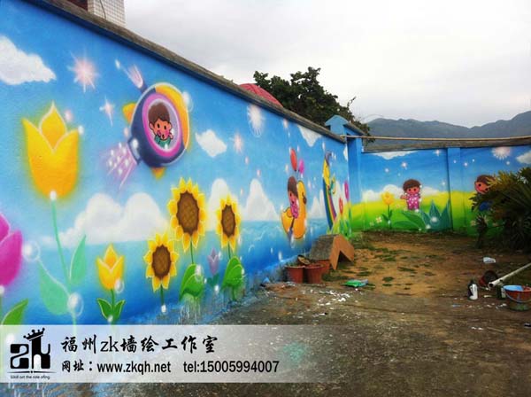 供应福州学校壁画幼儿园喷绘彩绘zk墙绘工作室